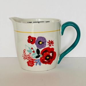 Pioneer Woman Floral 1 Qt 4 cup Measuring Cup Pitcher Ceramic Farmhouse